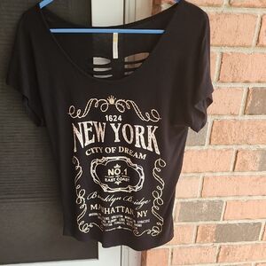 Black Crop Cut Out Short Sleeve Tee